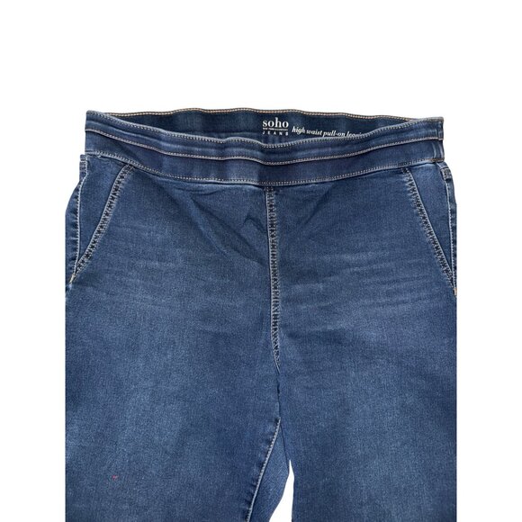 Soho New York & Company High Waist Pull-On Denim Leggings Large Jeggings‎ Jeans - Picture 3 of 7